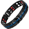 Feraco Mens Magnetic Bracelet Titanium Steel Magnetic Bracelet with Double Row 4 Elements Magnets (Silver) - Black & Blue