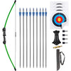 45" Youth Bow and Arrows Set for Kids 8-12 Teens Recurve Archery Beginner Gift Longbow Kit, Outdoor Hunting Play Gift Toys, 9 Arrows, 4 Target Face for Backyard Game Age 12-14 14-16 - Green