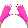 MelodySusie UV Gloves for Gel Nail Lamp, Professional UPF50+ UV Protection Gloves for Manicures, Art Skin Care Fingerless Glove for Women Men Protect Hands from Sun and Nail Dryer Harm (Black) - B-neon Pink