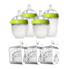Comotomo Baby Bottle Bundle, Green, (7 Piece Set) - 7 Count (Pack of 1)