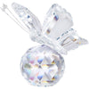 H&D HYALINE & DORA Pink Crystal Flying Butterfly with Crystal Ball Base Figurine Collection Cut Glass Ornament Statue Animal Collectible - Clear