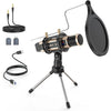 ZealSound Studio Recording Microphone, Condenser Broadcast Microphone w/Stand Built-in Sound Card Echo Recording Karaoke Singing for Phone Computer PC Garageband Smule Live Stream & YouTube (Gold) - Gold