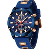 MF MINI FOCUS Men Watch, Chronograph Waterproof Sport Analog Quartz Watches Blue Silicon Strap Fashion Wristwatch for Men - Z-blue