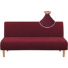 H.VERSAILTEX Armless Futon Cover Stretch Sofa Bed Slipcover Protector Elastic Feature Rich Textured High Spandex Small Checks Jacquard Fabric Futon Cover, Machine Washable, Dove - Wine/Burgundy
