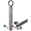 TISUR Small Travel Pill Box,Titanium Keychain Pill Holder Pill Case,Vitamin Organizer Metal Storage Pill Bottle Tube Container Multitool EDC Every Day Carry for Men - Gray Titanium