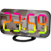 SZELAM Digital Clock Large Display, LED Electric Alarm Clocks Mirror Surface for Makeup with Diming Mode, 3 Levels Brightness, Dual USB Ports Modern Decoration for Home Bedroom Decor-White (001) - Black-rgb