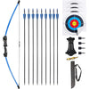 45" Youth Bow and Arrows Set for Kids 8-12 Teens Recurve Archery Beginner Gift Longbow Kit, Outdoor Hunting Play Gift Toys, 9 Arrows, 4 Target Face for Backyard Game Age 12-14 14-16 - Blue