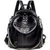 Backpack Purse for Women Medium Size Leather Backpack Fashion Shoulder Bags Rucksack (Medium, Black) - Black