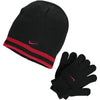 Nike Boys' Reversible Beanie and Glove Set - Black (8a2427-kr5) / Gym Red/Black