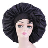 Satin Bonnet Silk for Hair Sleeping: Women Tie Bonnets Adjustable Night Cap Jumbo Size Comfortable Wide Band for Braids Curly Long Hair (Black) - Black