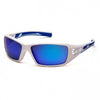 Pyramex Velar Safety Glasses, White-Red Frame/Sky Red Mirror Lens - White/Blue Frame / Ice Blue Mirror Lens