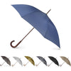 Totes Eco Auto Open Umbrella Classic Wooden J Stick Handle with Easy Grip - Windproof, Rainproof and Durable Canopy Design – Versatile Travel, Perfect for Rainy Days - Blue