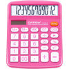 CATIGA 12 Digits Desktop Calculator with Large LCD Display and Sensitive Button, Dual Solar Power and Battery, Standard Function for Office, Home, School, CD-2786 - Pink