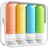 Quatish Travel Bottles for Toiletries, Original Patented Leak Proof Travel Size Containers, 3 oz Tsa Approved Silicone Shampoo and Conditioner Bottles, 4 Pack, Multi-Color - Multi-Color
