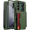 for Samsung Galaxy Z Fold 5 Case with Card Holder & S Pen Holder & Slide Lens Cover, Built-in Hinge Protection & Screen Protector, Durable Sturdy Phone Cover Case for Galaxy Z Fold 5, Black - Green