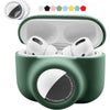 2 in 1 Protective Skin Case Compatible for Airpods Pro and Airtag Case Combo Set, Silicone GPS Tracker Cover Holder, Soft Shock-Proof Anti-Scratch Anti-Lost(White) - Blackish Green