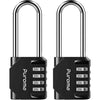Puroma 2 Pack 2.6 Inch Long Shackle Combination Lock 4 Digit Outdoor Waterproof Padlock for Hasp Locker Lock, Sports Locker, Fence, Gate, Toolbox, Case, Hasp Storage, Cabinets (Black) - Black