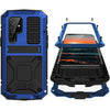 Samsung S22 Ultra Metal Case with Screen Protector Camera Protector Military Rugged Heavy Duty Shockproof Case with Stand Full Cover Tough case for Samsung S22 Ultra (S22 Ultra, Black) - Blue