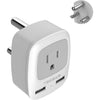 TESSAN European Travel Plug Adapter, Europe Power Adaptor with 2 USB Ports, International Type C Outlet Charger for US to Most of EU Iceland Spain Italy France Germany - gray Type M