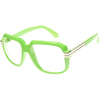 zeroUV Large Color Coated Square Oversized Hip Hop Clear Lens Glasses - Green