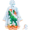 WAWSAM Lightweight Kids Rain Poncho Reusable Toddler Raincoat Waterproof Rain Jacket - Dinosaur Blue