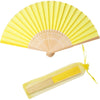 24pcs Imitated Silk Hand Fan Imitated Silk Fabric Bamboo Handheld Folded Fan Bridal Dancing Props Church Wedding Party Favors with Organza Bags (Cream) - Yellow