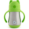 Munchkin Cool Cat Sippy Cup for Toddlers, Stainless Steel Straw Cup, 8 Ounce, Purple - Green
