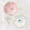 Ceramic Jewelry Dish, Leaf Tray, Key Holder, Small Ring Dish, Plate, Trinket Catchall, Nightstand Decor for Entryway Table, Room Decor - White + Pink