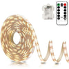 echosari Battery Powered Led Strip Lights with Remote Warm White, 8 Modes, Dimmable, Timer, Self-Adhesive, Cuttable, Waterproof, 9.8FT 90Led Strip Lights for TV Kitchen Cupboard Bedroom Decor - Warm White