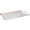 seenda Rechargeable Wireless Keyboard Mouse, Ultra Thin Low Profile Wireless Keyboard and Mouse with Number Pad, Quiet Portable Combo Compatible for Windows XP/7/8/10/11/11 Pro, Silver White - Wireless Keyboard Mouse Rose Gold