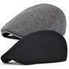 Men Cotton Newsboy Cap Soft Fit Cabbie Hat - Black/Dark Grey