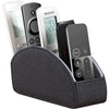 All-in-One Leather White TV Remote Holder for Remote Conrtols with 5 Compartments Nightstand Desktop Media Player Remote Caddy Storage Box Organizer Tray for Mobile Office Stationery Phone Controller - Black Cloth