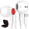 iMangoo USB C Headphones Type C Earphones for Samsung Galaxy S25 Ultra S24 Plus S23 S22 S21 S20 HiFi DAC Magnetic Wired Earbuds Microphone for iPhone 15 16 16e 17 Air for Apple Android Pixel 10 White - White/ Red
