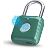 Pothunder Fingerprint Smart Padlock Lock, Biometric Metal Keyless Thumbprint Lock, Waterproof, USB Rechargeable, for Gym Locker, School Locker, Luggage, Backpack, Suitcase(Gray) - Green