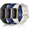Maledan Compatible with Fitbit Charge 5/ Fitbit Charge 6 Bands Women Men, Breathable Sport Band Soft Waterproof Replacement Wristbands Strap for Fitbit Charge 5/ Charge 6 Advanced Fitness Tracker - Black/ Navy Blue/ Lunar White