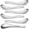 AOOSY 6-Piece Heavy Weight Soup Spoons,Stainless Steel Asian Soup Spoon with Ergonomic Short Handle for Ramen, Curry, Cereals - 6pcs Silver Soup Spoons