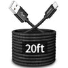 CLEEFUN Long USB C Cable 20ft, USB to USB-C Charging Cable - 20 Foot Type C Charger Cord for iPhone 16 15 Series, Samsung Galaxy Series and Other USB-C Devices - Nylon Braided - Black