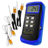 Thermocouple Thermometer Digital K Type Dual Channel Thermometer HVAC Temperature Meter with 4 Thermocouples, MAX/MIN/AVG Temperature Measurement, -50~1300°C (-58~2372°F) - Blue1