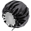 Satin Silk Bonnet for Curly Hair Bonnet Braid Bonnet for Sleeping Bonnets for Women Large Double-Layer Adjustable Black - Black