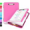 Sooez Clipboard with Storage, Clip Board 8.5 x 11 with Pen Holder, Plastic Organization Case Box for Letter Legal A4 Size Paper, Low Profile Clip, Nurses Teachers Must Haves, School & Office Supplies - Rose Pink