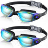 Aegend Swim Goggles, 2 Pack Swimming Goggles No Leaking Adult Men Women Youth - Aqua & Double Aqua