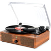 Vinyl Record Player Wireless Turntable with Built-in Speakers and USB Belt-Driven Vintage Phonograph Record Player 3 Speed for Entertainment and Home Decoration - Brown(Upgraded Speakers)