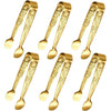 3PCS Mini Serving Tongs, 4Inch Rose Stainless Steel Sugar Cube Tongs, Sliver Small Ice Tong for Tea and Coffee Party, Appetizers, Desserts by Sunenlyst (Silver) - 6PCS Gold