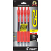 Pilot G2 Premium Gel Roller Pens, Fine Point 0.7 mm, Red Pens, Pack of 4 - Ideal for School, Journaling & Office Writing - Red