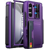 for Samsung Galaxy Z Fold 5 Case with Card Holder & S Pen Holder & Slide Lens Cover, Built-in Hinge Protection & Screen Protector, Durable Sturdy Phone Cover Case for Galaxy Z Fold 5, Black - Dark Purple
