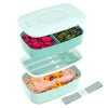 Bentgo Classic - Adult Bento Box, Stackable 3-Compartment Lunch Box with Removable Utensil Set and Sealing Strap, BPA-Free, Food Container Ideal for Meal Prep, Work, and On the Go (Blush Marble) - Coastal Aqua
