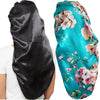 2 Pcs Silk Bonnet for Women Satin, Soft Elastic Band Silky Sleeping Cap Big Bonnets for Braids - Black and Light Blue