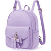 ECOSUSI Mini Backpack for Women Girls Cute Bowknot Small Backpack Purse Ladies Leather Bookbag Satchel Bag, with Charm Tassel - Fixed Straps-purple
