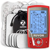 AUVON Dual Channel TENS Unit Muscle Stimulator Machine with 20 Modes, 2" and 2"x4" TENS Unit Electrode Pads - Red
