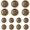 14 Pieces Black Gold Metal Blazer Button Set 15mm 20mm for Blazers, Suits, Sport Coats, Uniform, Jackets (MBM22) - Black Gold